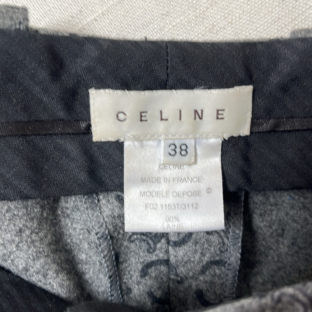 Celine Gray & Black Wool Dress Pants with Logo Size EU 38 - Picture 4 of 6